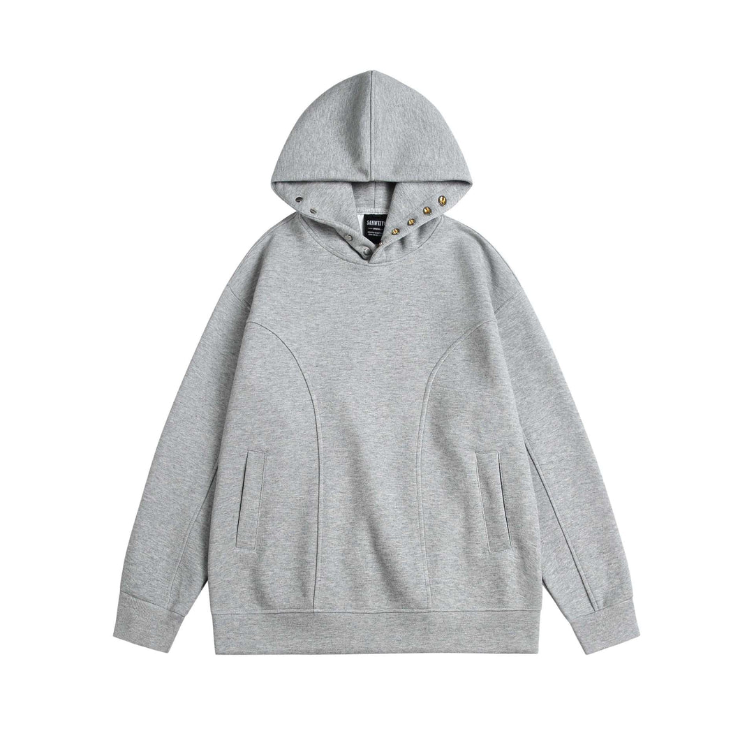 Unisex Oversize Kapuzenpullover mit Druckknopffunnel und Teilungsnähten Echoarchiv