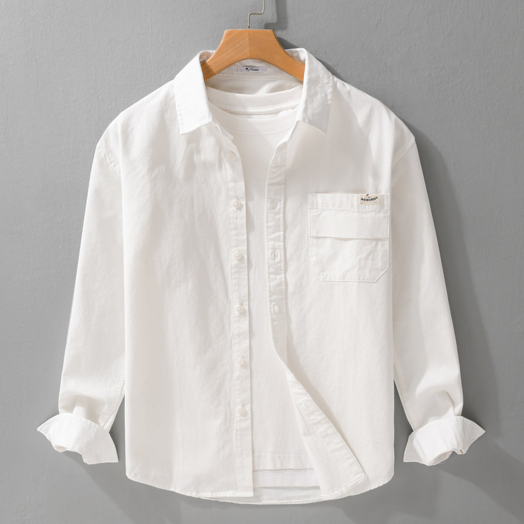Herren Leichtes Baumwoll-Overshirt mit Kentkragen, Brusttasche und Relaxed-Fit Echoarchiv