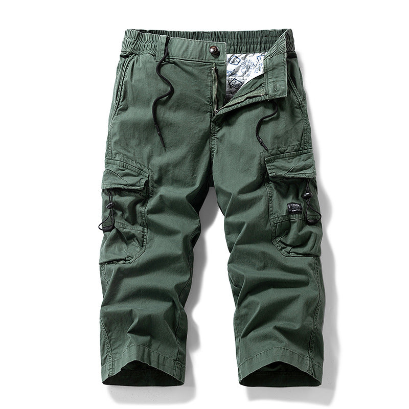 Herren Knielange Cargo-Shorts aus robustem Baumwoll‑Twill mit Elastikbund und Multifachtaschen Echo Archiv