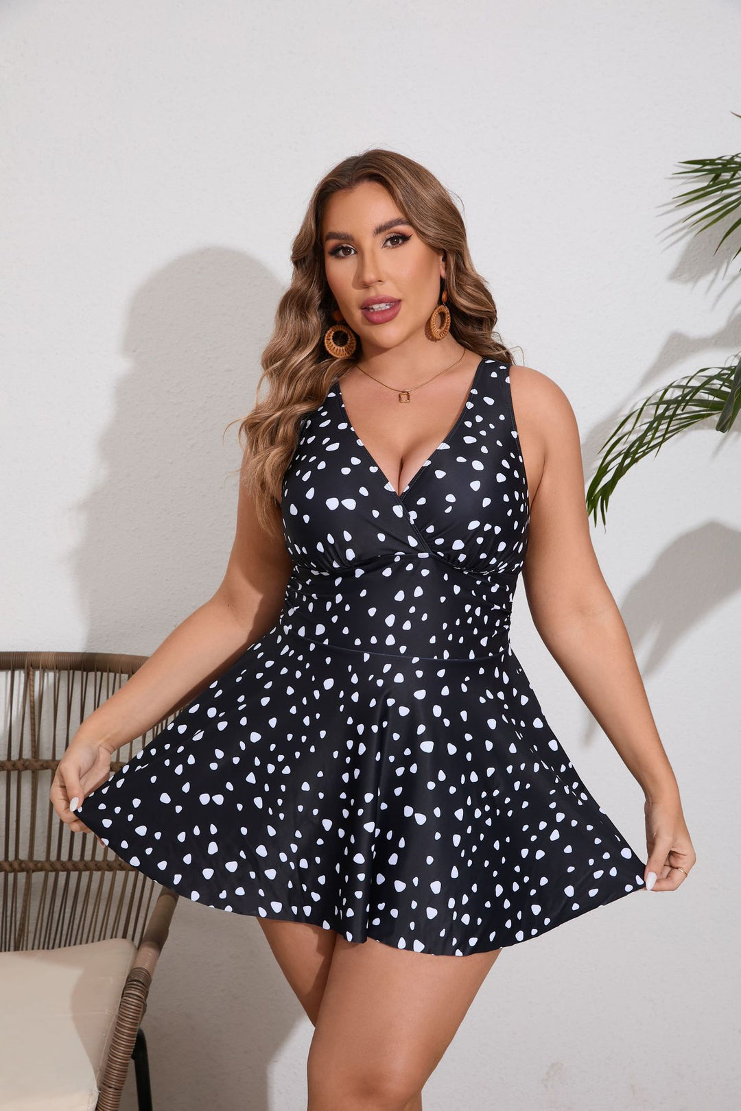 Damen Schwimmdress mit modischem Punktedesign Echo Archiv