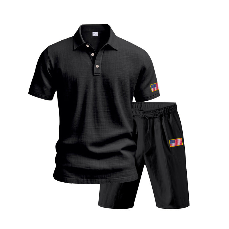 Herren Polo- und Shorts-Set mit gesticktem Länderflaggen-Motiv Echoarchiv