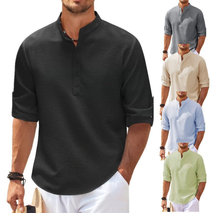 Herren lässiges Langarmhemd mit strukturiertem Design Echoarchiv