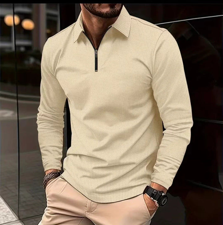 Herren Langarmshirt mit modernem Stehkragen und stylischem Reißverschluss Echoarchiv