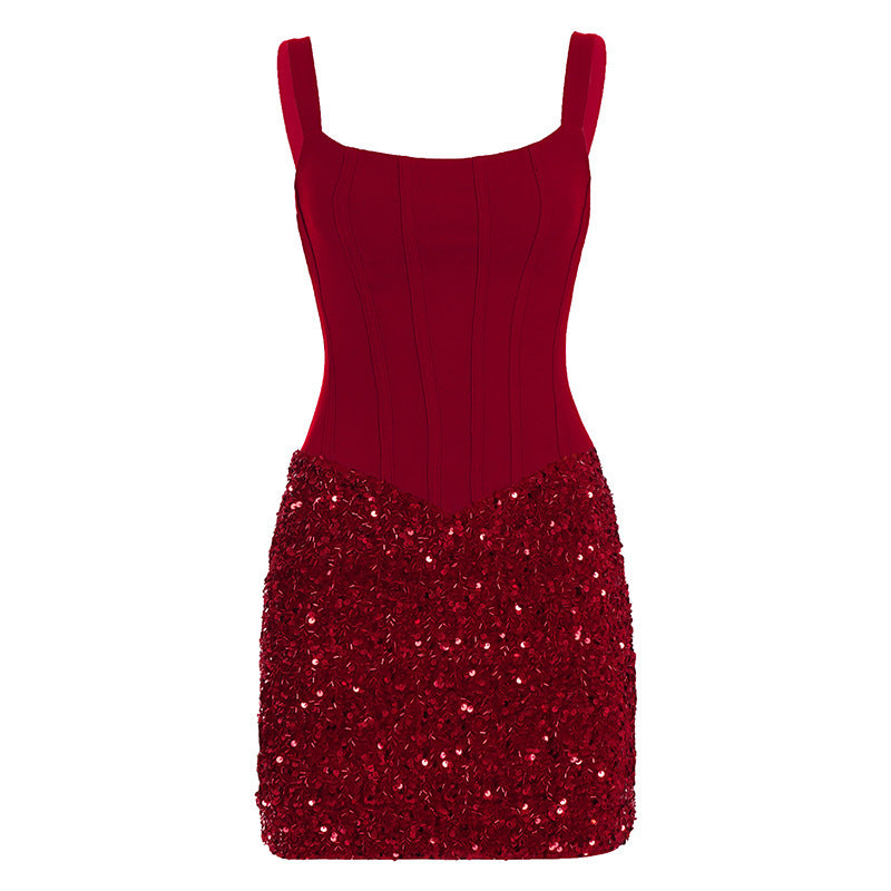 Damen figurbetontes Neckholder-Kleid aus hochwertigem Lackmaterial Echo Archiv