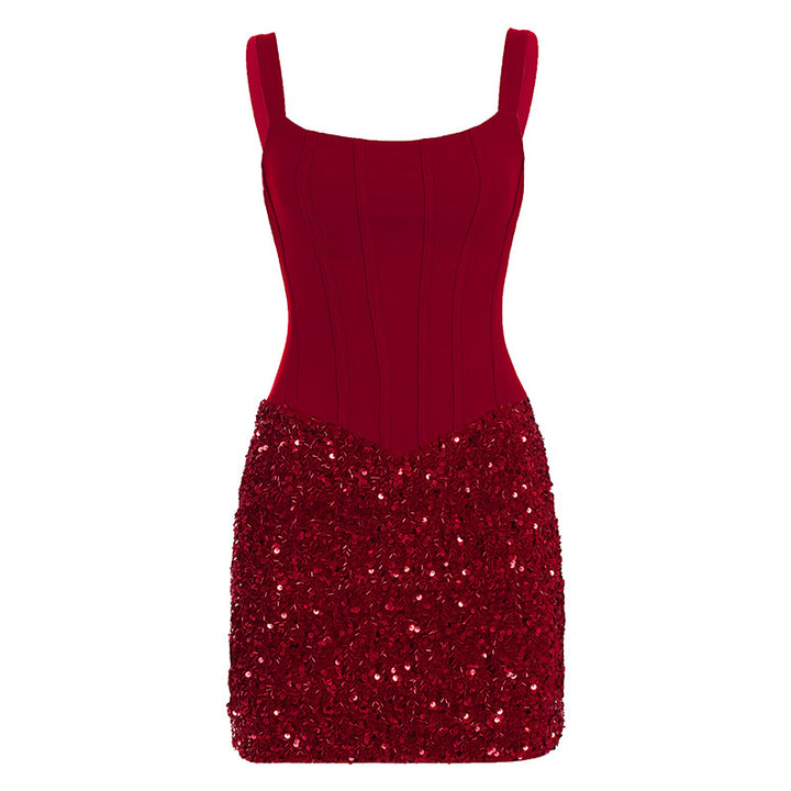 Damen figurbetontes Neckholder-Kleid aus hochwertigem Lackmaterial Echo Archiv