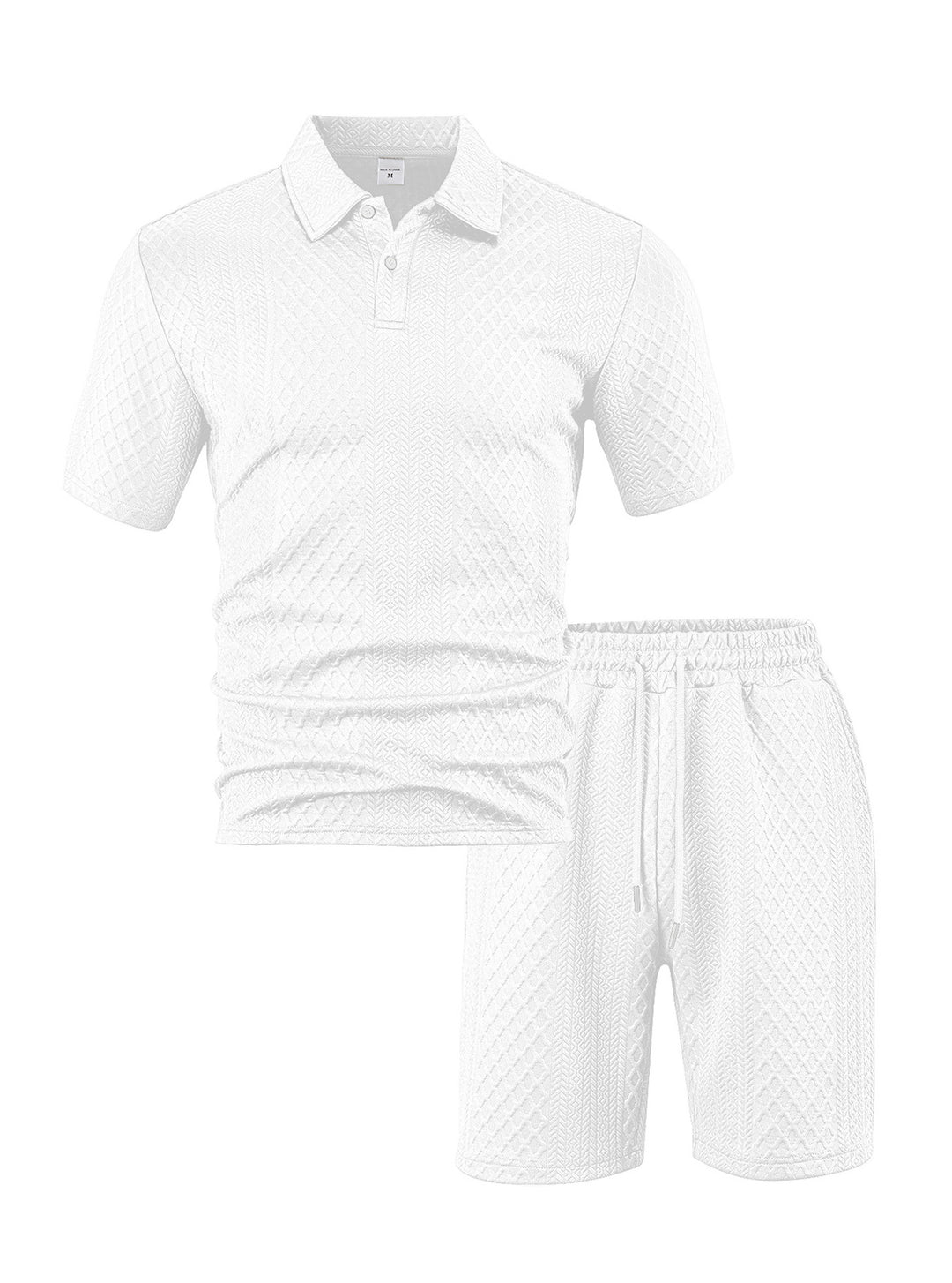 Herren nan eleganter Freizeit-Zweiteiler aus geprägtem Strick mit Polokragen Kurzarmshirt und Tunnelzug-Bermuda Echo Archiv