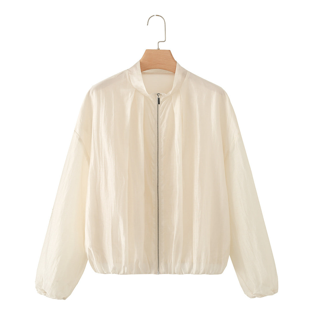 Damen Transparente Leichte Sommer-Blousonjacke mit Stehkragen und elastischem Saum Echo Archiv