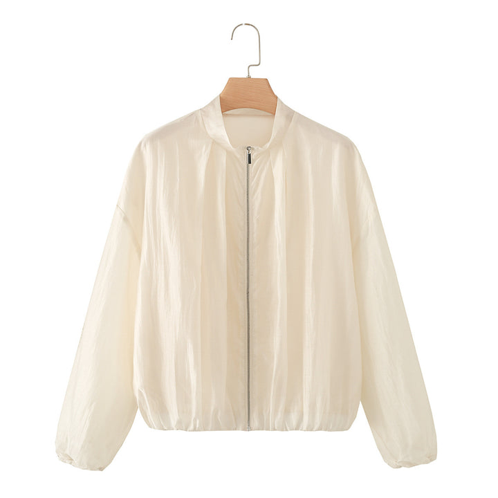 Damen Transparente Leichte Sommer-Blousonjacke mit Stehkragen und elastischem Saum Echo Archiv