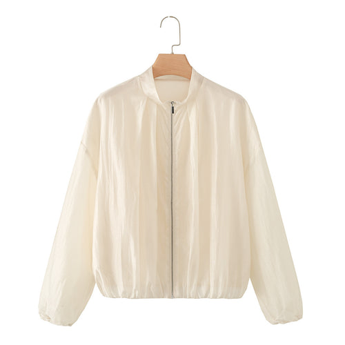 Damen Transparente Leichte Sommer-Blousonjacke mit Stehkragen und elastischem Saum Echo Archiv