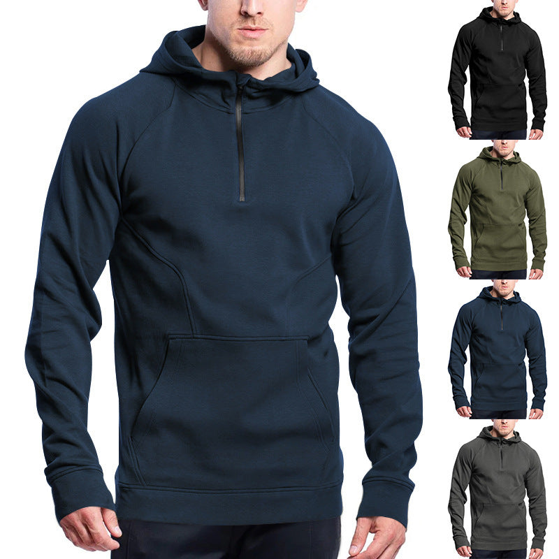 Herren funktionaler Kapuzenpullover mit halbem Reißverschluss und praktischen Taschen Echoarchiv