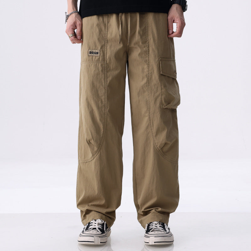 Herren Weite Utility-Cargohose aus Baumwollmix mit Kordelzugbund und aufgesetzten Klappentaschen Echoarchiv