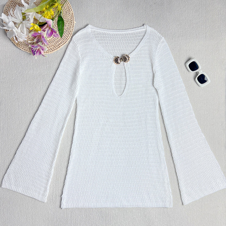Damen Strickkleid mit tiefem V-Ausschnitt und dekorativem Details Echo Archiv