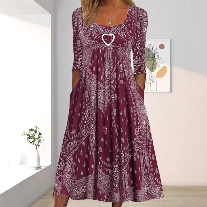 Damen nan Maxikleid mit Paisley-Bandana-Muster, Empire‑Naht, gerafftem Unterbrustbereich und Eingrifftaschen Echo Archiv