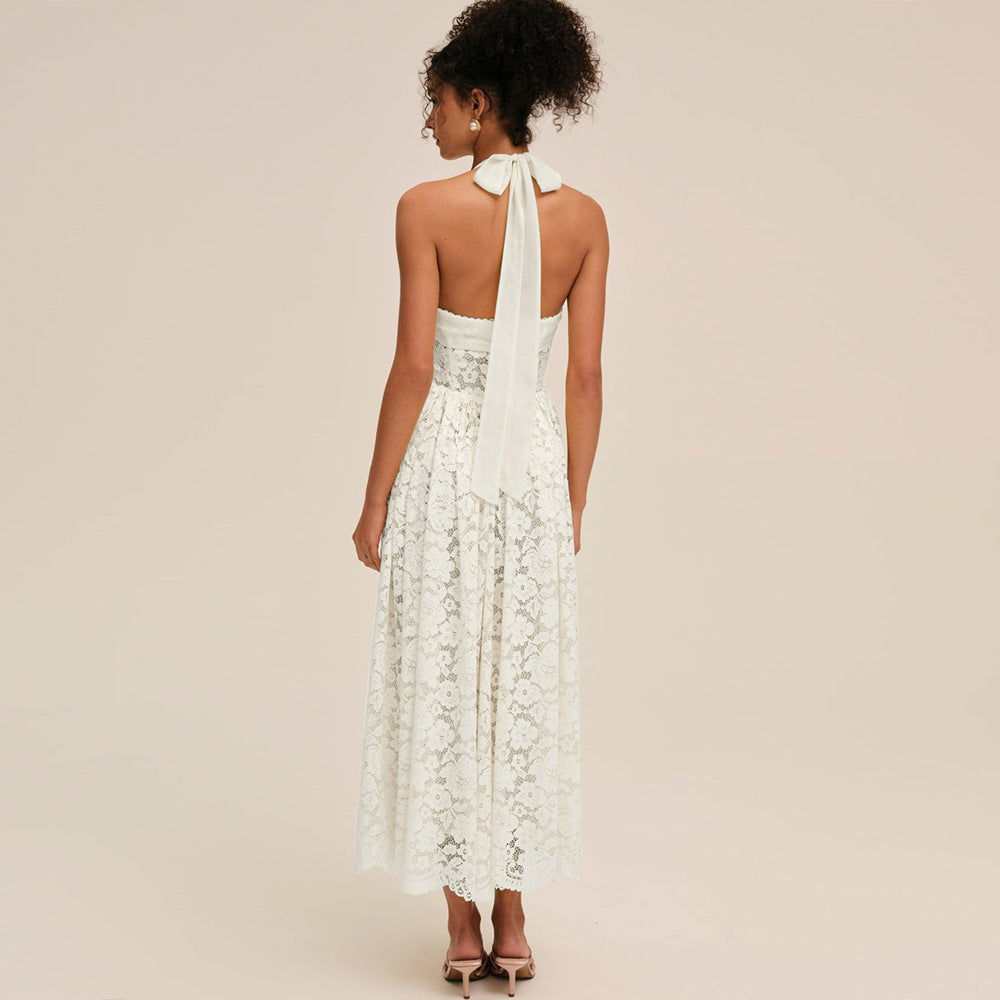 Damen Elegant Spitzenkleid mit geflochtenem Träger Echo Archiv
