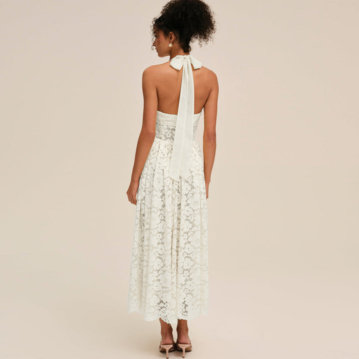 Damen Elegant Spitzenkleid mit geflochtenem Träger Echo Archiv