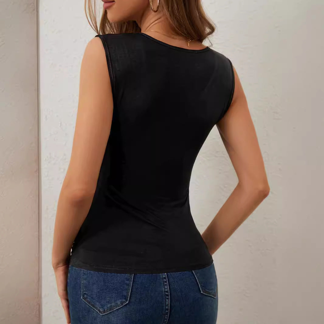 Damen nan tailliertes Wickelshirt mit tiefem V-Ausschnitt und kristallbesetzten Schulterkaskaden Echo Archiv
