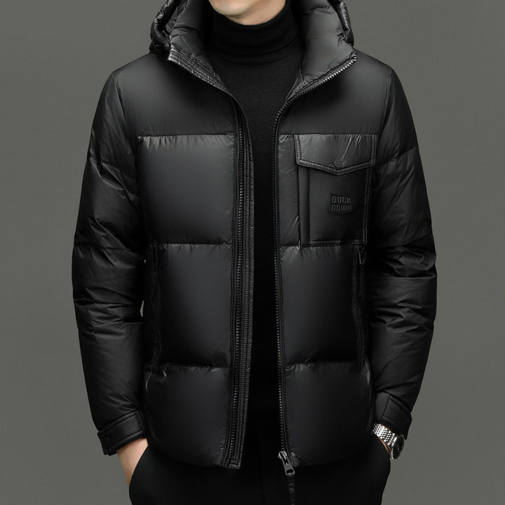 Herren Modische gesteppte Winterjacke mit Kapuze Echoarchiv