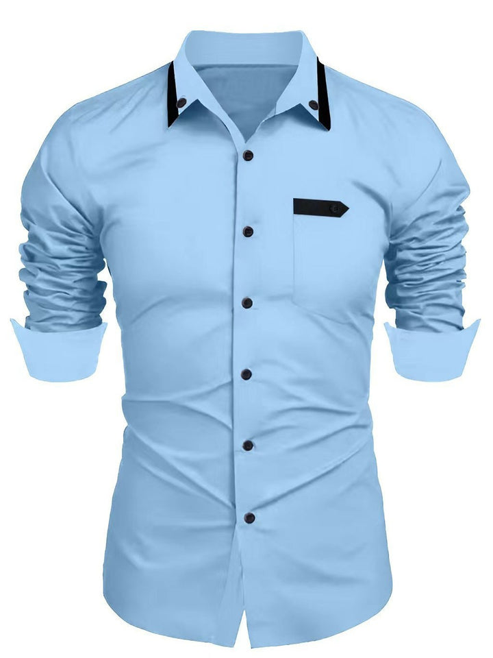 Herren Elegantes Langarmhemd mit kontrastierenden Knopfdetails Echoarchiv