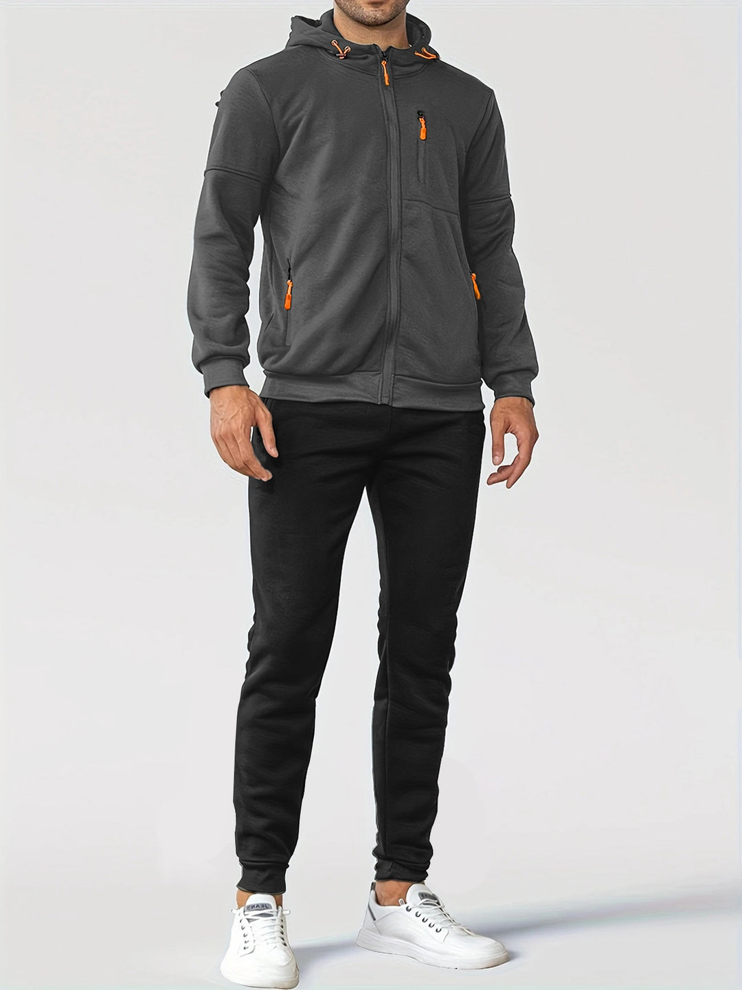 Herren technische Kapuzenjacke mit durchgehendem Frontreißverschluss, Brusttasche mit Reißverschluss und elastischen Bündchen – Taviero