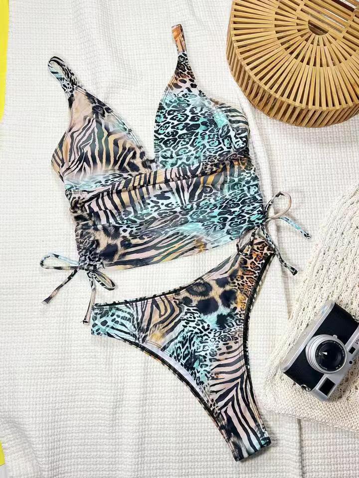 Damen Bikini-Set mit raffiniertem Leopardenmuster und verstellbaren Trägern Echo Archiv