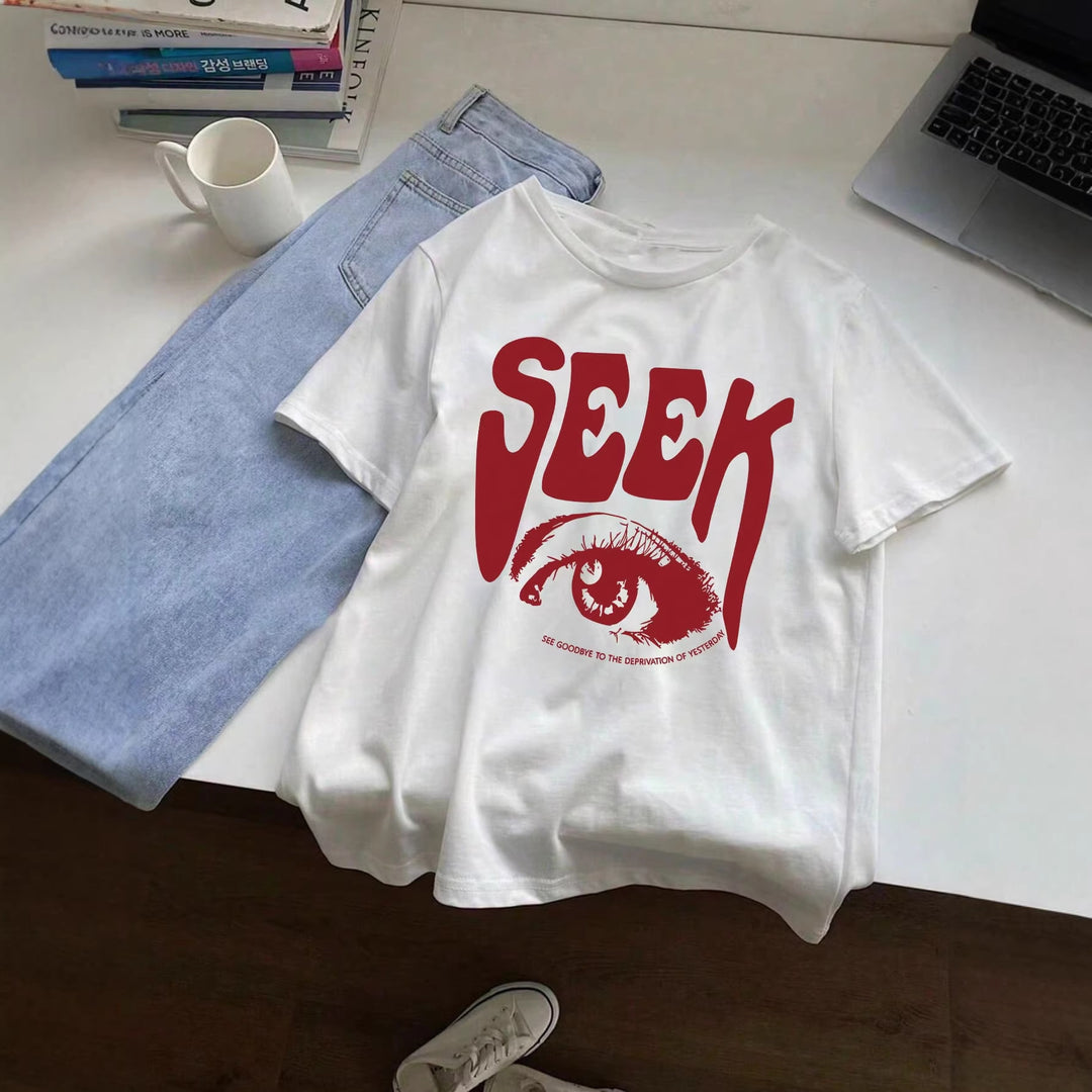 Damen T-Shirt mit auffälligem Grafikdruck Echo Archiv