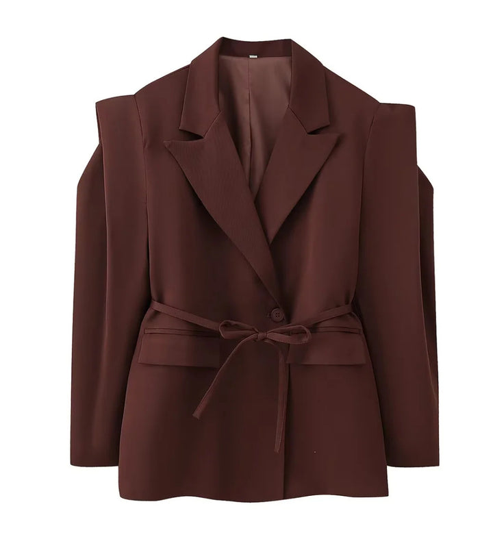 Damen Blazer mit Schulter-Cutouts, Taillengürtel und Ein-Knopf-Verschluss Echo Archiv