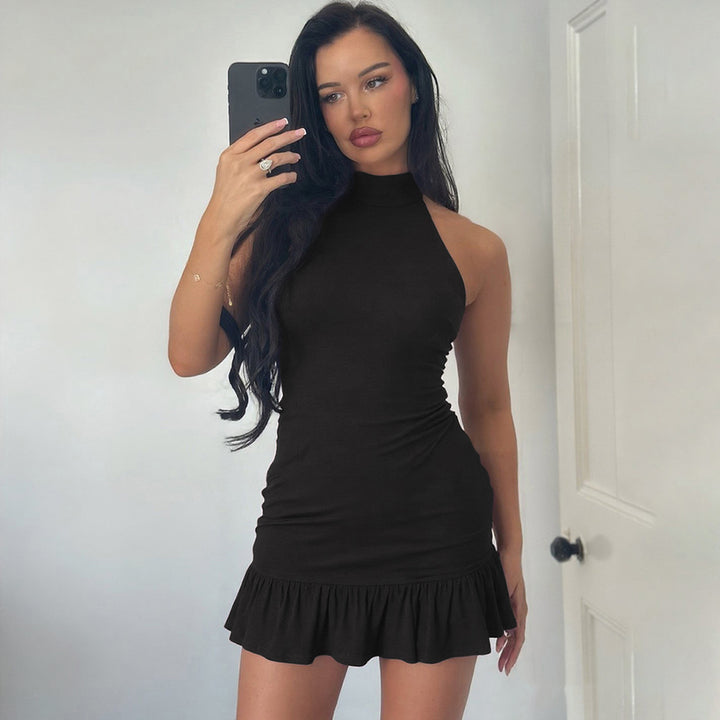 Damen Kleid mit hohem Kragen und Rüschenabschluss Echo Archiv
