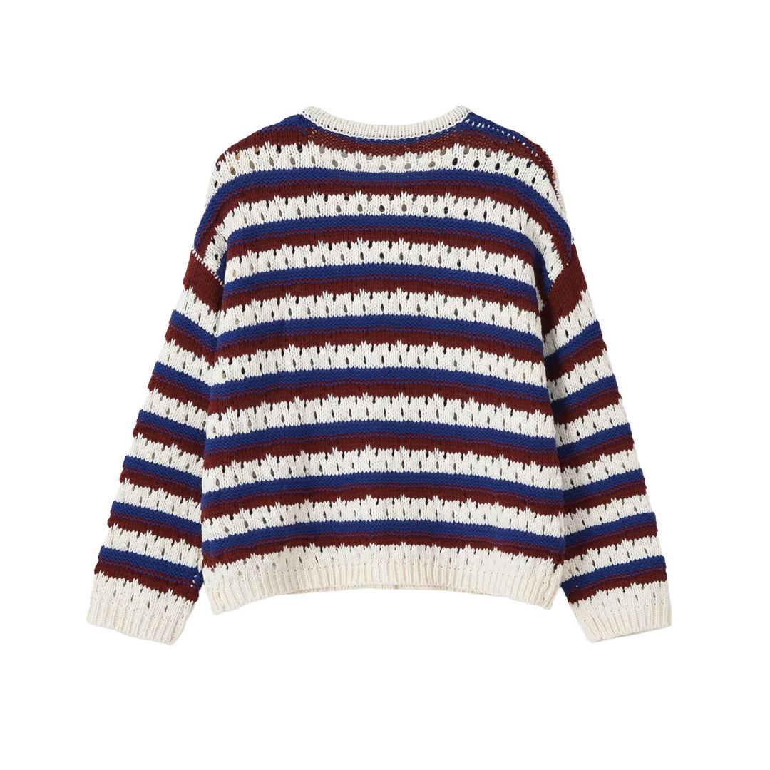 Damen Locker gestrickte Ajour-Cardigan mit Knopfleiste Echo Archiv