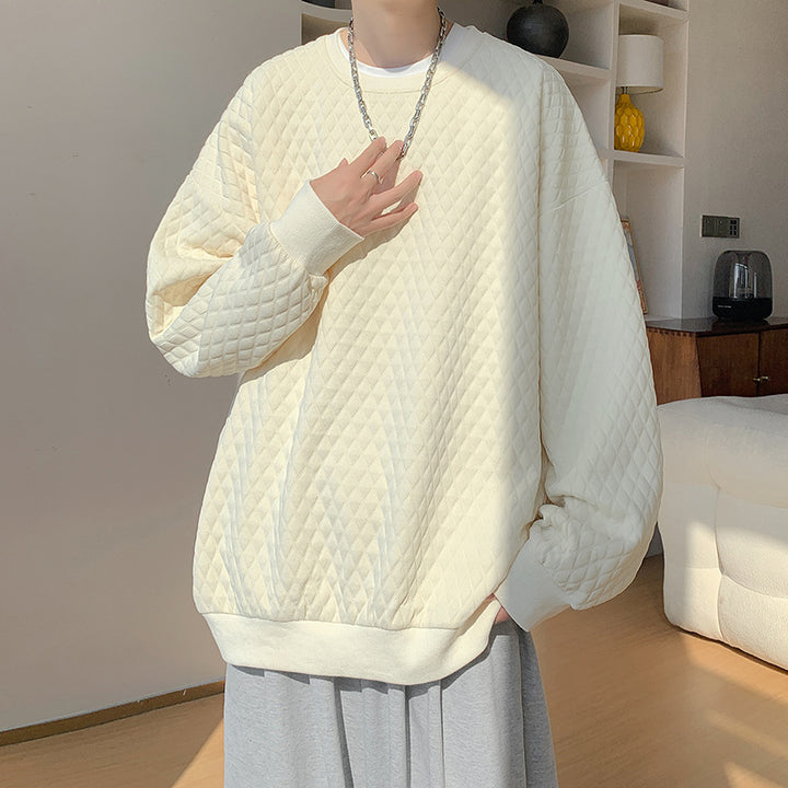 Herren Oversize-Quilt-Sweatshirt mit Rautenmuster und gerippten Bündchen Echo Archiv