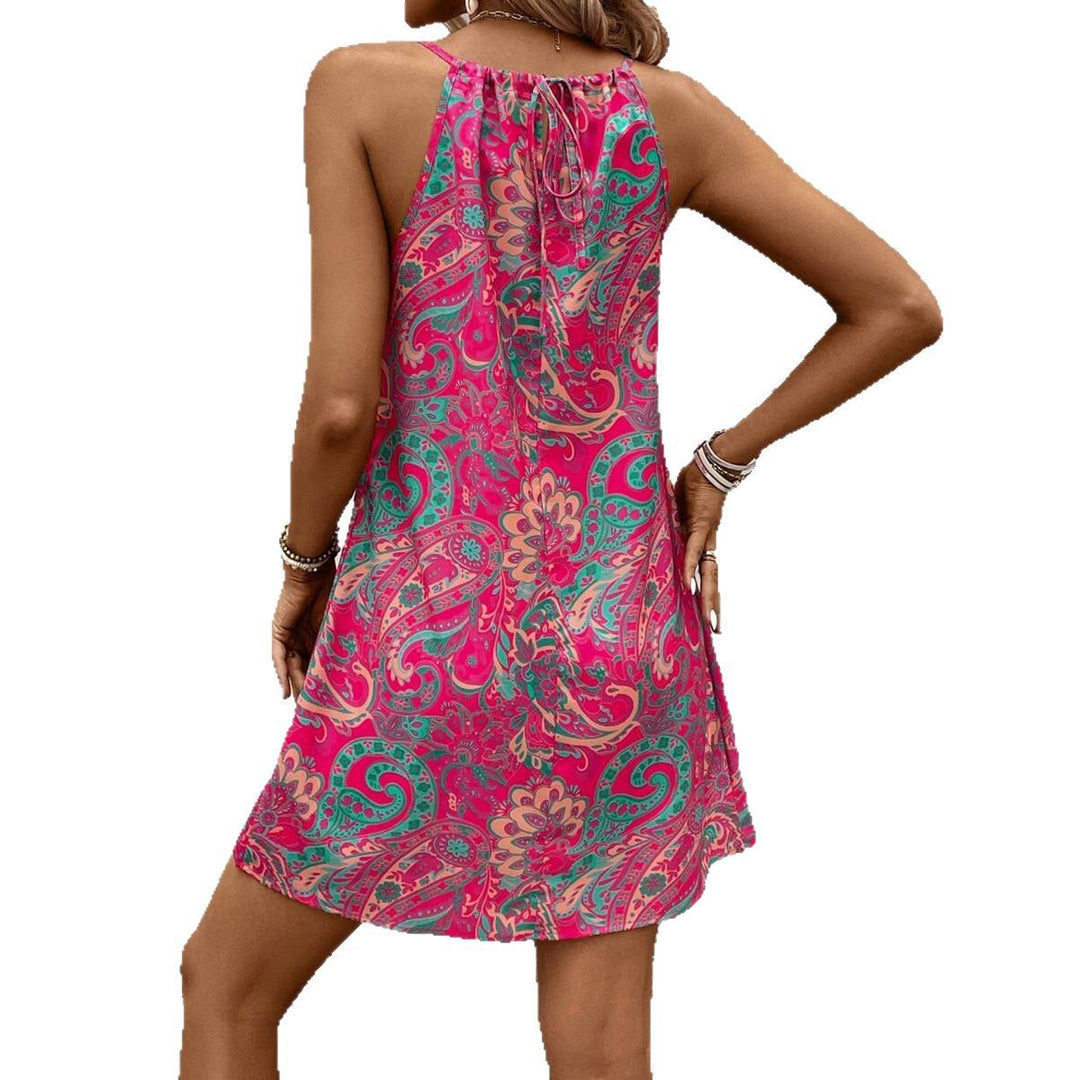Damen lässiges Sommerkleid mit verspieltem Paisleymuster und feinen Spaghettiträgern Echo Archiv