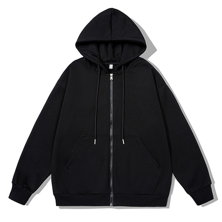 Unisex oversized Kapuzenjacke mit ausladendem Schulterschnitt, durchgehendem Reißverschluss und French-Terry Echo Archiv