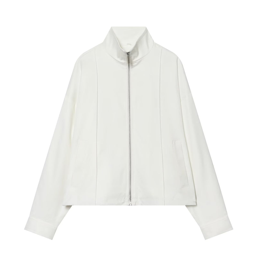 Damen Zweiteiliges Freizeit-Set mit Stehkragen-Zipperjacke und taillierter High-Waist-Hose Echo Archiv