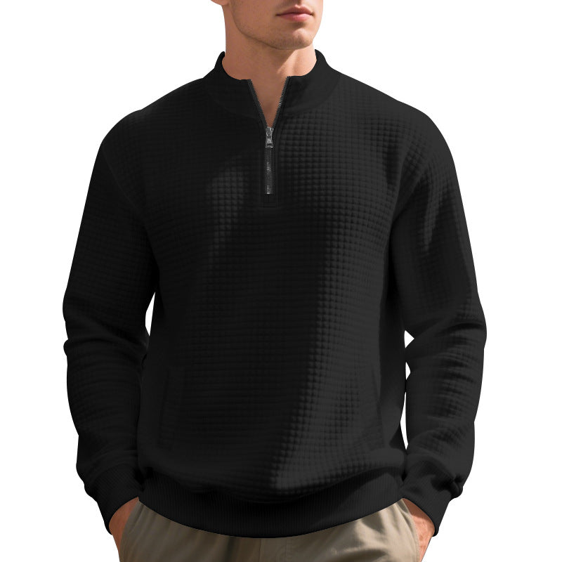 Herren Sweatshirt mit halbem Reißverschluss und strukturiertem Design Echoarchiv