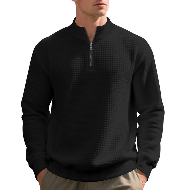 Herren Sweatshirt mit halbem Reißverschluss und strukturiertem Design Echoarchiv