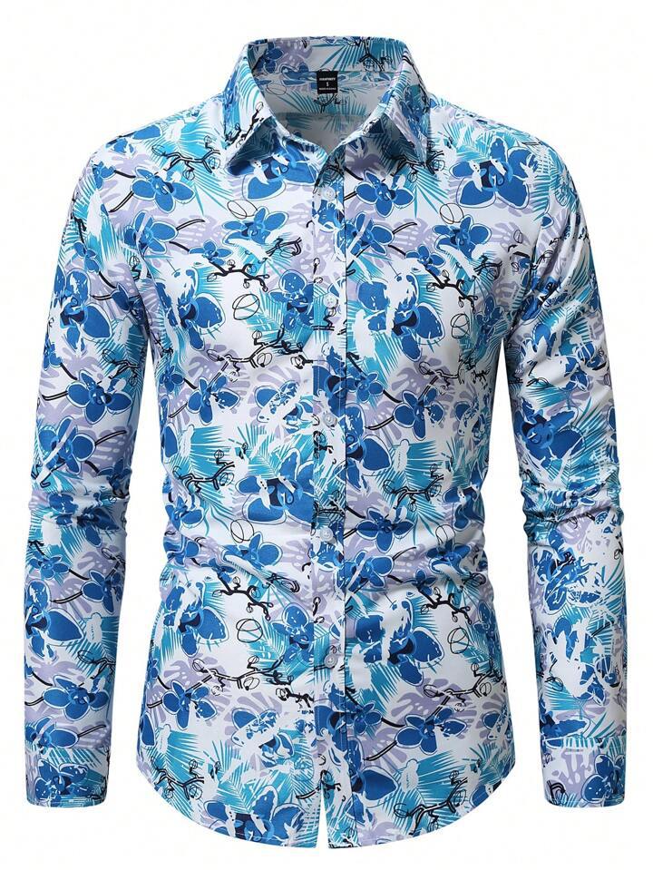 Herren Langarmhemd mit exquisitem Floral-Design Echoarchiv