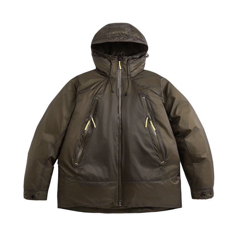 Unisex Oversize wattierte Kapuzenjacke mit schrägen Reißverschlusstaschen und verstellbarem Saum Echo Archiv
