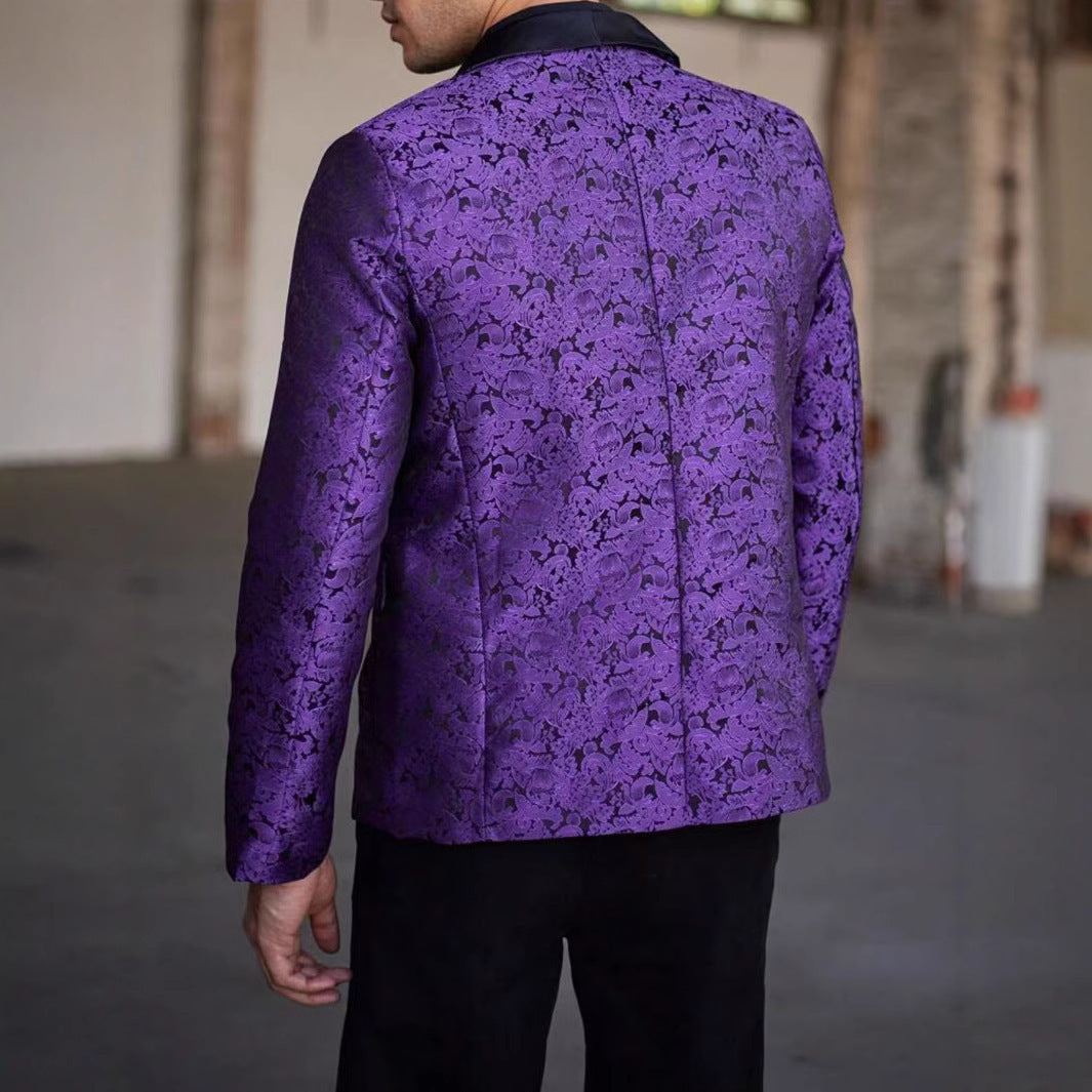 Herren eleganter Paillettenblazer mit floralem Design und schimmernder Oberfläche Echoarchiv