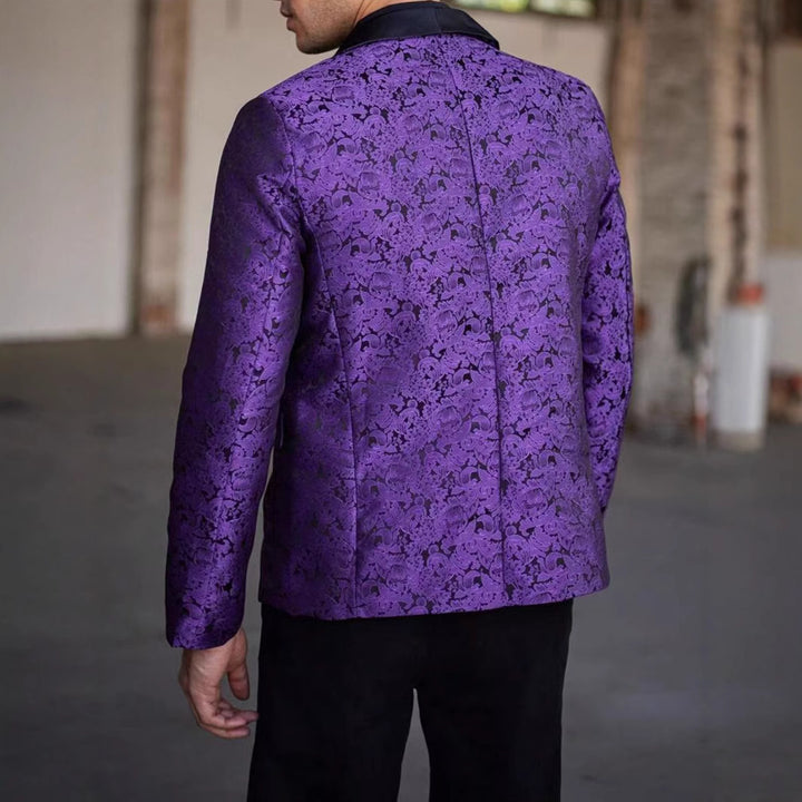 Herren eleganter Paillettenblazer mit floralem Design und schimmernder Oberfläche Echoarchiv