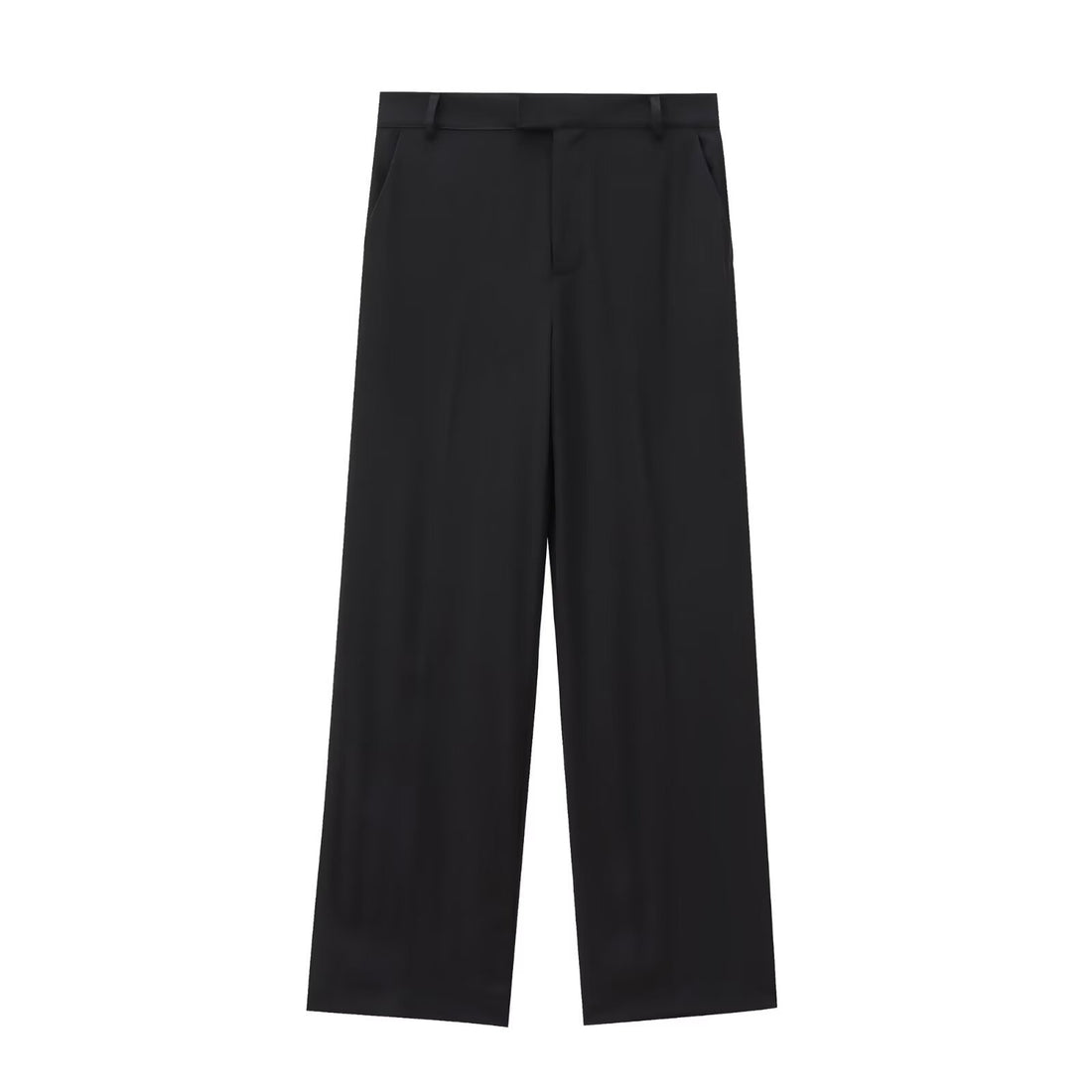 Damen Elegante High‑Waist Stoffhose mit Bügelfalte, geradem weitem Bein und verdecktem Hakenverschluss Echoarchiv