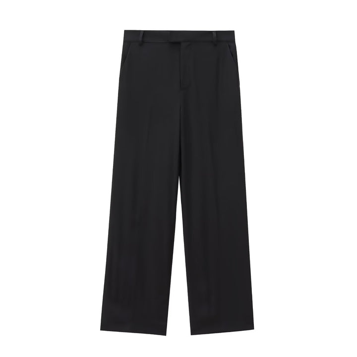 Damen Elegante High‑Waist Stoffhose mit Bügelfalte, geradem weitem Bein und verdecktem Hakenverschluss Echoarchiv