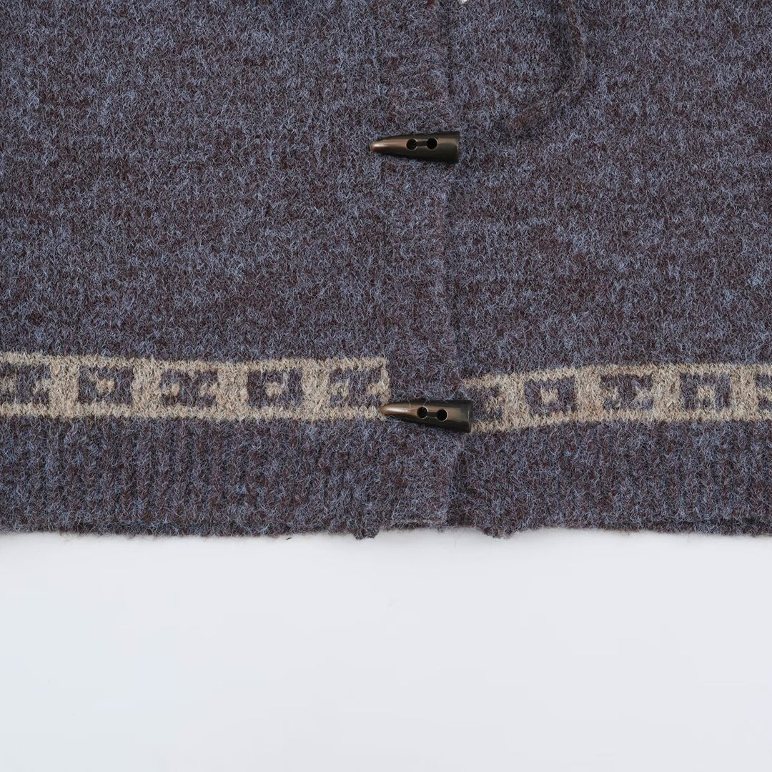 Damen Kapuzen-Strickjacke im Norwegerstil mit Knebelverschlüssen Echoarchiv
