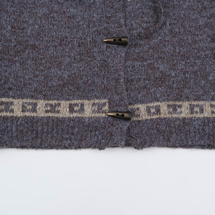 Damen Kapuzen-Strickjacke im Norwegerstil mit Knebelverschlüssen Echoarchiv