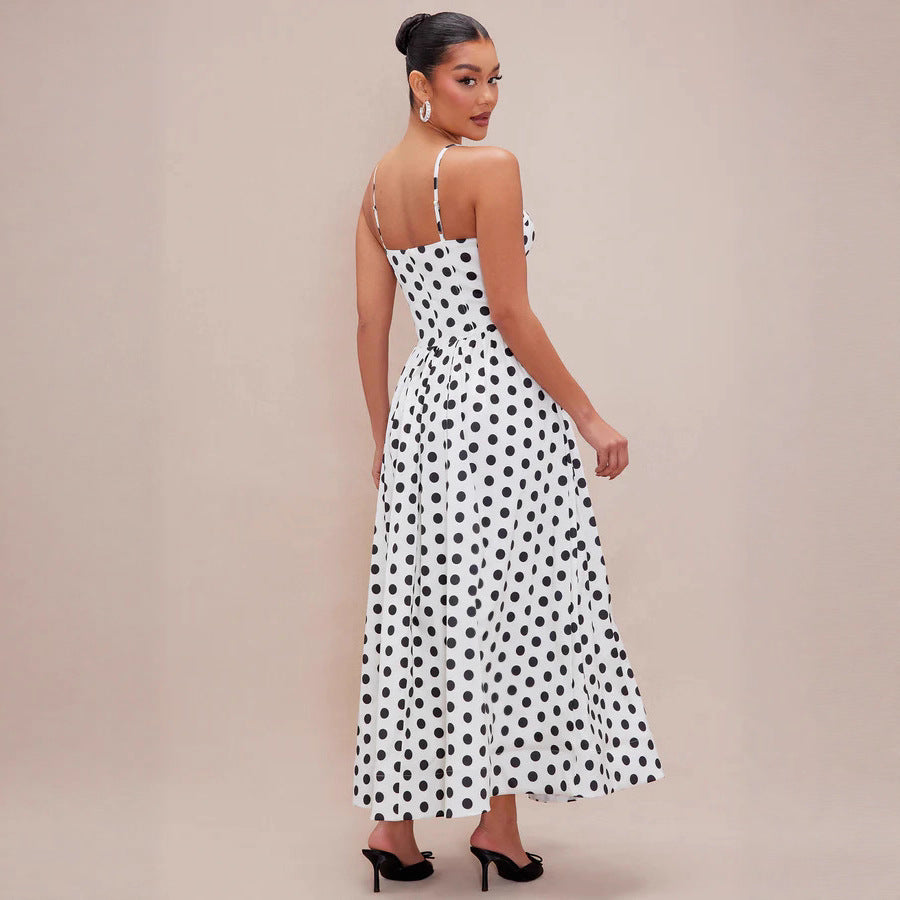 Damen Maxi-Kleid mit punktiertem Design und taillierter Passform Echo Archiv