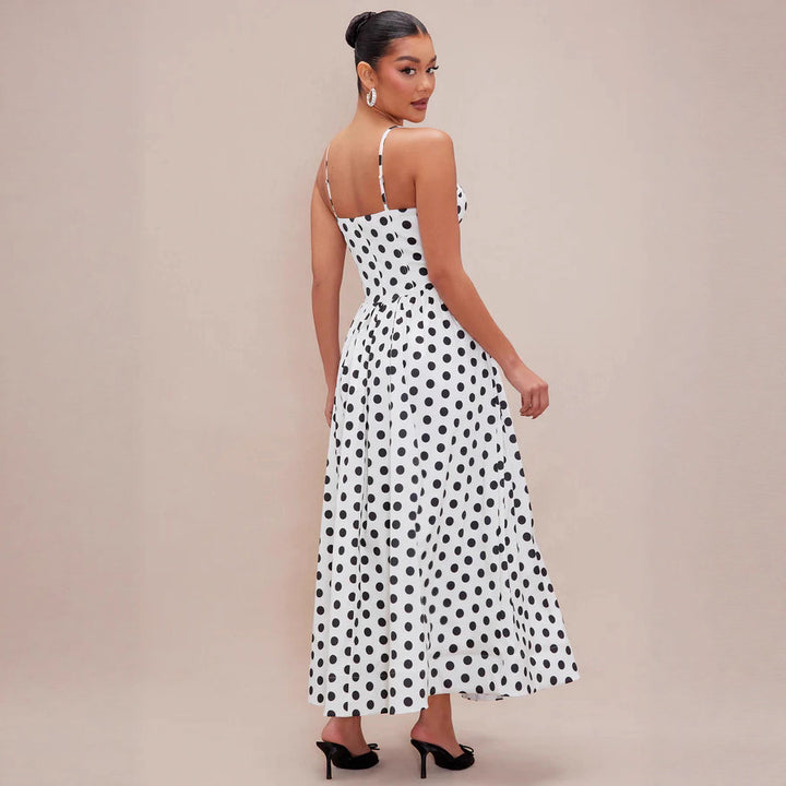 Damen Maxi-Kleid mit punktiertem Design und taillierter Passform Echo Archiv