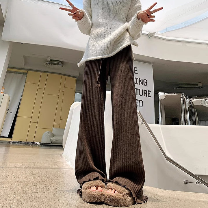 Damen Weit geschnittene Rippstrick-Hose Echo Archiv