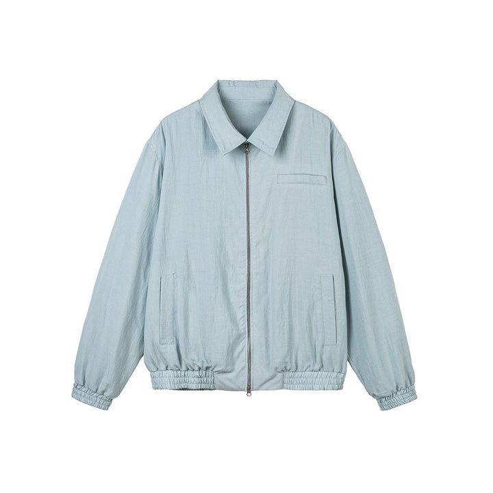 Unisex Oversize-Denim-Blouson mit fransigen Kanten und Druckknopfleiste Echoarchiv