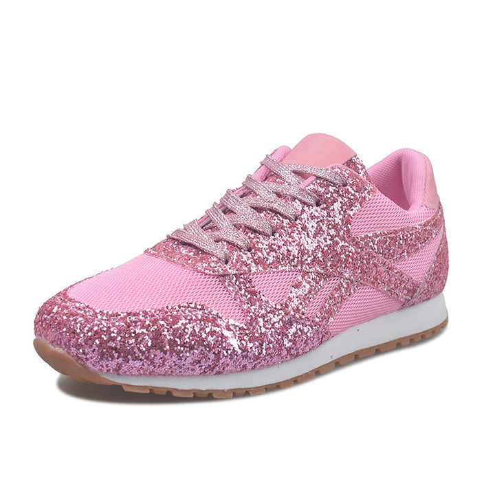 Damen Glitzer-Sneaker mit atmungsaktivem Mesh und profilierter Gummisohle Echoarchiv