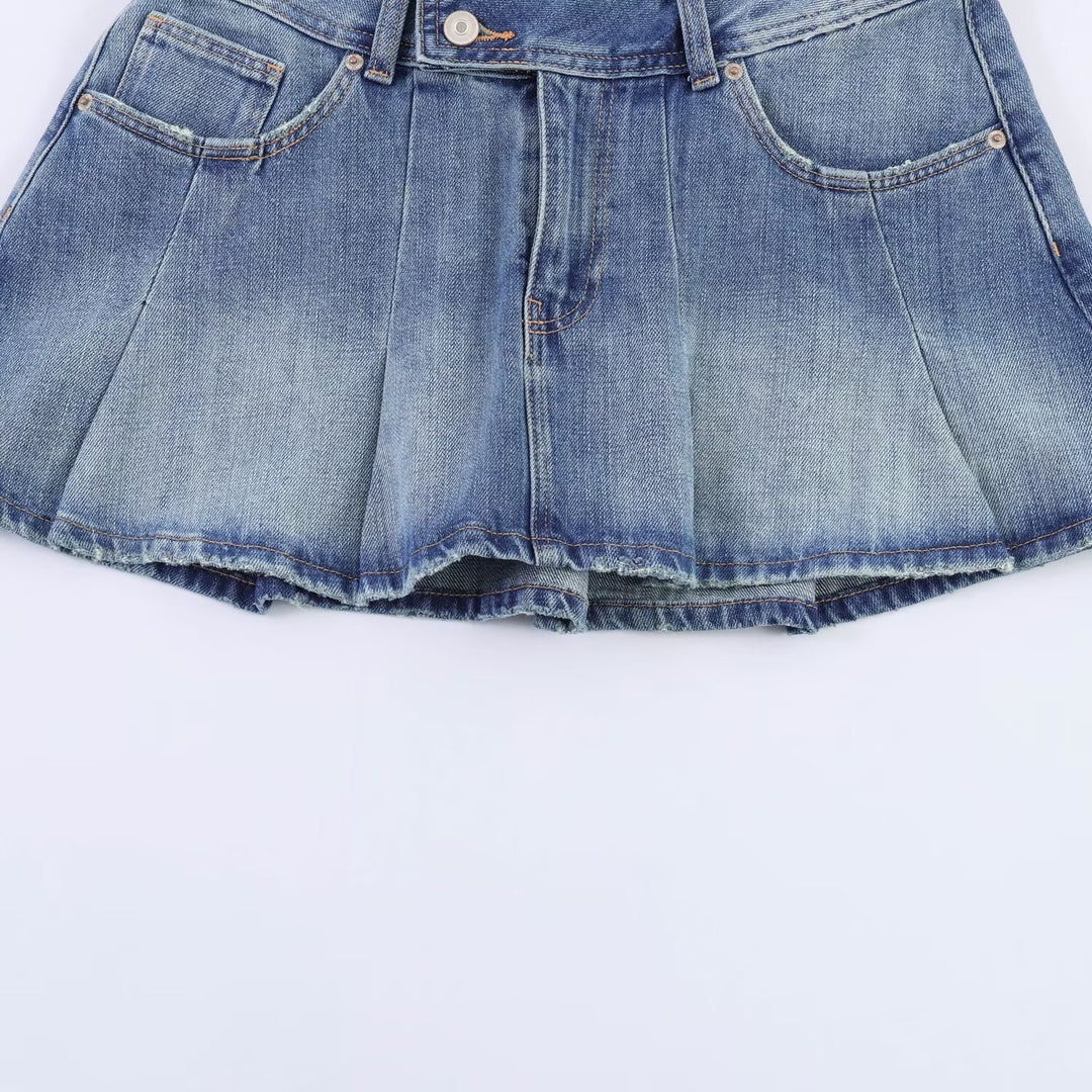 Damen Jeansrock mit plissiertem Design und praktischen Taschen Echo Archiv