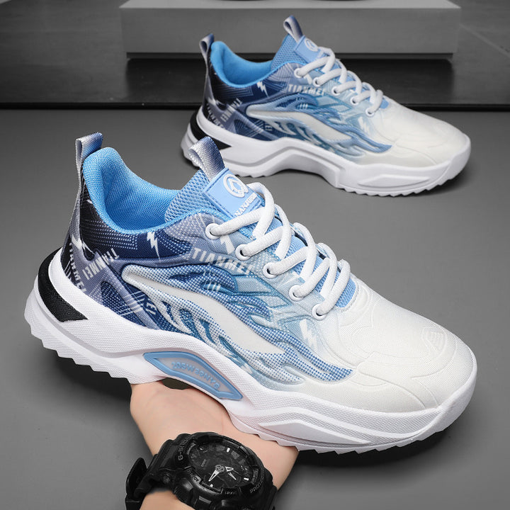 Unisex leichte Fashion-Plateau-Sneaker mit atmungsaktivem Mesh, dynamischem Wellenprint und gepolstertem Einstieg – Norré