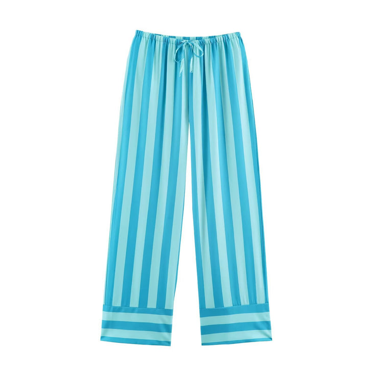 Damen Weite Gestreifte Lounge-Hose mit Tunnelzug und Relax-Fit Echo Archiv